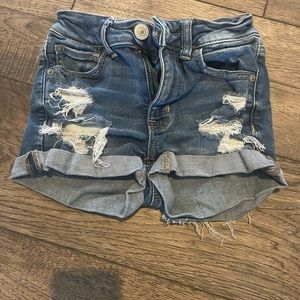 American eagle ripped jean shorts- size 00 blue